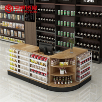Comptoir de caisse de supermarché style bois simple pour magasin de proximité