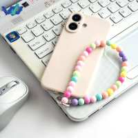 Lanière de téléphone crossbody en perles acryliques mignonnes pour iPhone porte-clés en plastique robustes et durables avec embellissement de perles