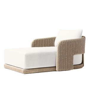 เก้าอี้พักผ่อนหวายกลางแจ้งสำหรับสวน วิลล่า โรงแรม ระเบียง สระว่ายน้ำ ชายหาด ดีไซน์ยุโรปเหนือ โครงอะลูมิเนียม - Product Image 1