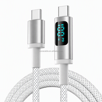 Câble de charge rapide USB-C vers C 100W avec affichage numérique LED intelligent, cordon tressé en nylon Type-C avec puce PD pour iPhone 18 et ordinateurs portables