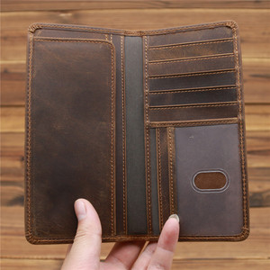 Custom Logo Vintage Top Layer <strong>Credit</strong> <strong>Cards</strong> <strong>Wallet</strong> Long Type Crazy Horse Genuine Leather <strong>Men</strong> <strong>Wallet</strong> - Product Image 3