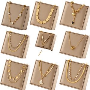 Koleksi Kalung SMing Grosir Baja Anti Karat Lapis Emas Mewah Wanita Kalung Custom Perhiasan Fashion Liontin - Product Image 1