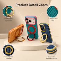 Coque magnétique rotative à 360° en gros pour iPhone 18 17 16 15 14 13, Housse hybride antichoc triple couche en maille 3D