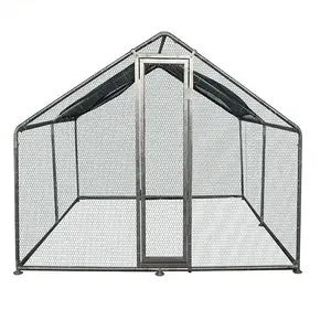 Galvanized Metal Chicken Coop Cage with Cover Walk In Pen Run