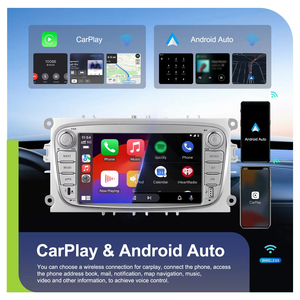 Autoradio Android Podofo 7'' 4+64 Go avec CarPlay/Android Auto sans fil, navigation GPS, WIFI pour Ford Focus S-Max Mondeo Galaxy C-Max - Product Image 2