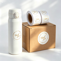 Rouleau d'autocollants en vinyle à impression personnalisée avec dorure à chaud - Écologique, durable, imperméable, résistant à l'huile, adhésif puissant, étiquette avec logo de remerciement