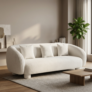 Curved Boucle Three Seat <b>Sofa</b> with Cushion Back Semicircle Shape Modern Design Durable <b>Foam</b>-Filled for Apartment and Living Room - Product Image 1