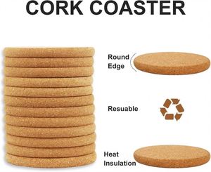 Round Custom Cork <b>Coasters</b> for Wine and <b>Beer</b> Drink with Logo Printing Eco-Friendly Drink Mats for Home Bar & Promotions Souvenir - Product Image 4