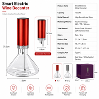 Aérateur de vin électrique intelligent 1500ML, distributeur d'aération pour vin rouge et spiritueux blanc, rechargeable, commande tactile, verseur de vin
