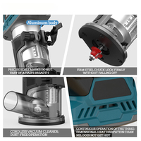 Fresadora Inalámbrica sin Escobillas de 21V, Herramienta Recargable para Trabajar la Madera, para Recortar Bordes, Ranurar y Perforar Paneles