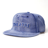 Penjualan Panas Tidak Terstruktur 6 Panel Uang Datar Cetak Kustom Logo Enzim Dicuci Denim Snapback Topi Jeans Cuci Asam Topi Strapback