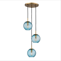 Salon nordique et salle à manger lampes et lanternes moderne Simple cuivre bleu coloré lustre chambre chevet bar lumière