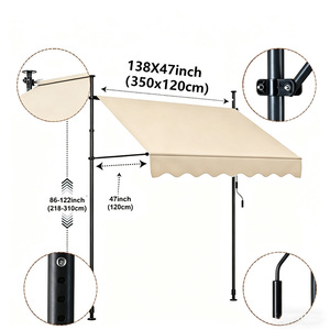Toldo Retráctil Manual de 3.5m Sin Perforación - Toldo <span class=keywords><strong>para</strong></span> Patio, Balcón y Jardín - Product Image 6