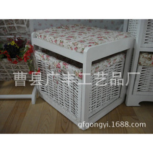White Solid Wood <b>Shoe</b> <b>Rack</b> With <b>Storage</b> Basket Country Style For Adults - Product Image 2