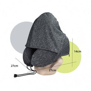 Own Factory Custom Logo Packaging Portable High Support <b>Memory</b> Foam Travel Pillow with Hoodie Airplane U Shaped Neck Pillow 80 - Product Image 3