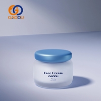 Ensemble de flacons en verre pour lotion à pompe bleue de luxe 30 ml 60 ml 120 ml 10 g 30 g 50 g Pot en verre cosmétique givré pour soins de la peau