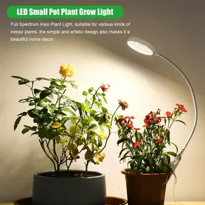 Hot Sale Pot Clip LED branco/yellowPlant Luz para Crescer Plantas de Interior, 3/9/12H Temporizador, Plant Growing Lâmpada com 4-Level Dim