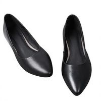 Escarpins à bout pointu pour femme, collection Printemps 2026, à talon compensé bas, en cuir véritable souple, chaussures de bureau pour hôtesse de l'air