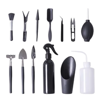 Série noire plantation d'intérieur et rempotage jardinage ensemble d'outils en matière plastique ciseaux et accessoires pour plantes succulentes