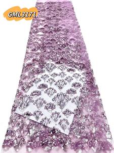 Nouveau <span class=keywords><strong>2023</strong></span> métallique dentelle tissu rouge dentelle français dentelle mariée cristal paillettes lourd blanc broderie perles paillettes pour mariage - Product Image 2