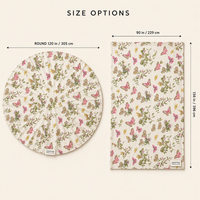 Nappe ronde vintage à imprimé papillon et botanique, couverture de table à manger florale, 305 cm, décoration personnalisée pour la maison, tissu tissé