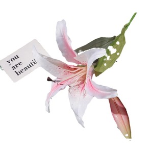 Fleurs de lys artificielles à bourgeon unique, fleurs en soie au toucher réel, décoration de bouquet de mariage - Product Image 5