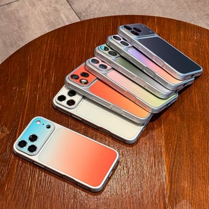 Nouvelle coque de téléphone en cuir PU dégradé pour iPhone 17 13 14 15 16 Pro Max avec film de protection d'objectif HD, bouton tactile et coque arrière antichoc - Product Image 3