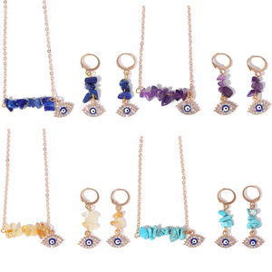 Nova Pedra Natural e Colar de Cascalho Brincos, Acessórios Combinados Pingente Terra Azul Olho das Mulheres - Product Image 3