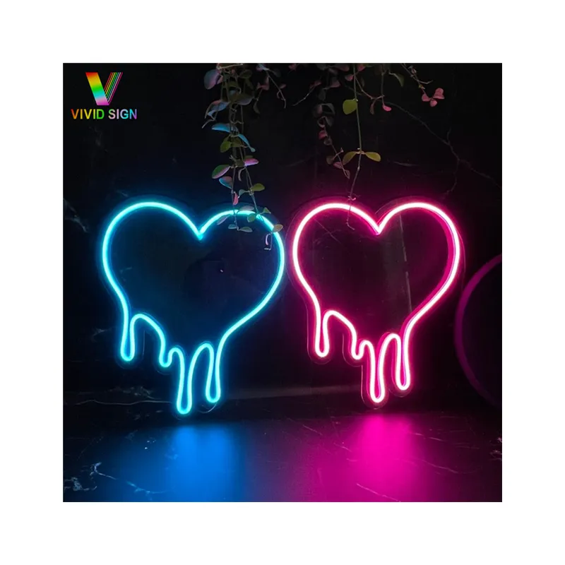 Wholesale Angle Wings Heart Neon Sign Light USB Battery Neon Signs Human Heart Neon Light for Bedroom Aesthetic wall decor