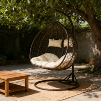 Chaise suspendue en rotin pour jardin, balcon, patio, meubles d'extérieur personnalisés, chaise suspendue en forme d'œuf, hamac, avec support, 2 places