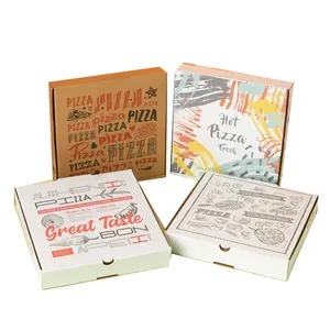 Grosir Kemasan Kotak Pizza Pemasok Karton Desain Logo Kustom Kemasan Cetak Kotak Pizza Kustom Persegi Murah
