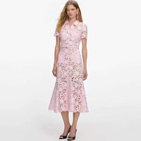 Robe sirène élégante pour femme, mi-longue, mode estivale, col rabattu, ceinture boutonnée, en dentelle, avec débardeur intérieur, antistatique, lavable