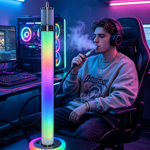 Chicha Lamppost Hookah en aluminium LED 85cm, sphérique en acrylique, nouveau design, base en verre de luxe, ensemble chicha allemand, en stock - Product Image 3