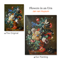 Réplique d'art de qualité muséale, peinte à la main, nature morte florale, fleurs classiques célèbres, peinture à l'huile pour décoration murale