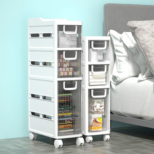 Carrito de Almacenamiento de Plástico Wanno Peak de 4 Niveles con Cajones Transparentes y Ruedas para Baño, Cocina y Aseo - Product Image 4