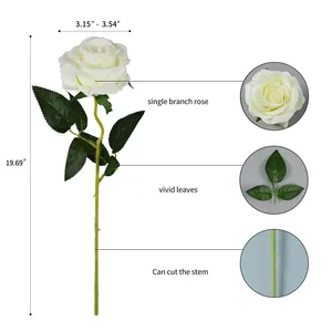 Vente en gros Offre Spéciale longue tige fleurs en soie rose blanche décoration de mariage décoration longue tige rose