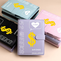 Défi d'épargne de 52 semaines avec 6 anneaux A5 Carnet d'argent rose avec plan de voyage avec enveloppes en espèces Budget Binder