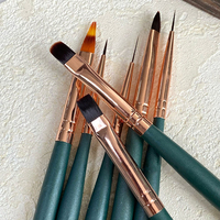 Pinceau à ongles professionnel Huamu avec logo personnalisé, manche en bois antidérapant, poils en nylon doux, liner ovale, outils de manucure