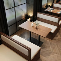 Ensemble table et chaises en bois massif et cuir PU au design moderne, durable, facile à nettoyer, mobilier de salle à manger pour restaurant