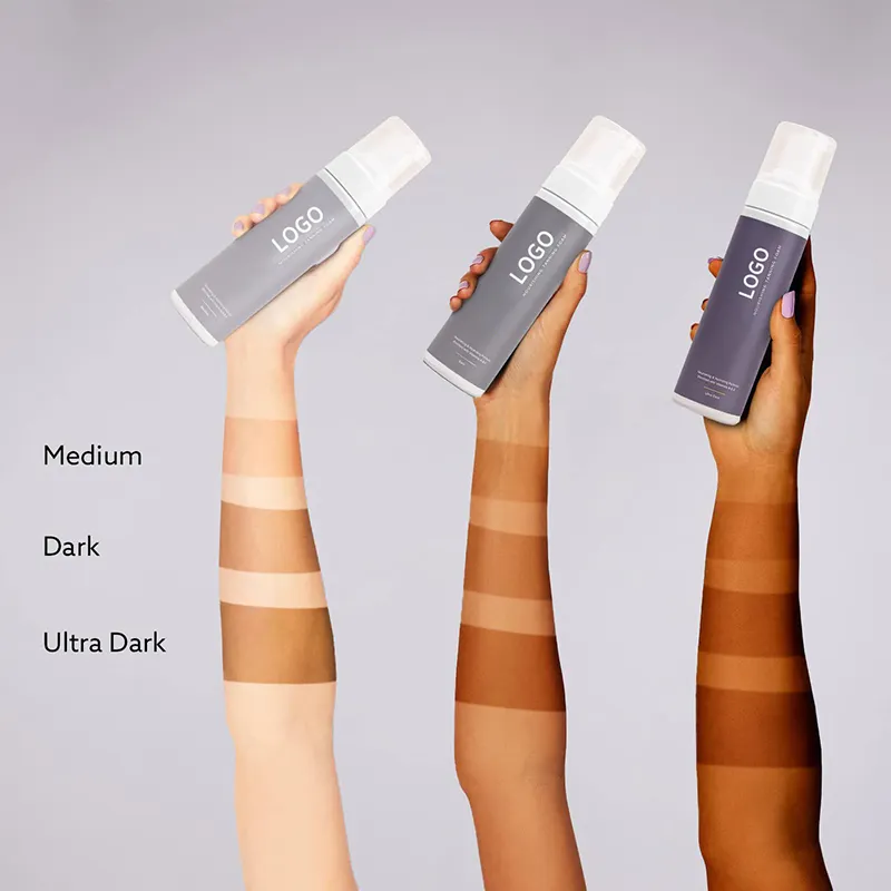 Private Label Self Tanner Mousse-Zelfbruinend Verrijkt Met Vitamine A & E Biedt Streepvrije Natuurlijke En Biologische Ingrediënten