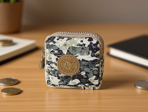 Portamonete Quadrato con Doppia Cerniera 4 Pollici in Microfibra Pelle Sintetica Unisex Mini Portafoglio - Product Image 2