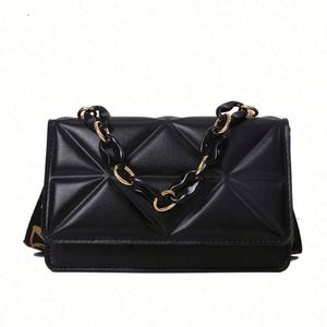 New Eco-Friendly Retro Personality Wide Strap One Shoulder Crossbody Bag Fashion Small <b>Square</b> Thick Chain Women's PU Zipper - Product Image 6