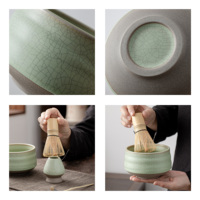 Ensemble de thé matcha en céramique de porcelaine japonaise en gros RTS, 10 pièces, boîte cadeau, écologique, durable, outils à matcha, ensemble de fouets en étain