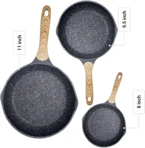 Frypan 8 Inch 9.5 Inch 11inch Healthy Nonstick Coating Fry Pan Set Non-Stick Granite Coating 3pcs Frypan Set