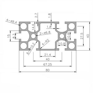 Profilé en alliage d'aluminium T5 Série 6000 Industrielle 4080 GB, revêtement électrophoretique, cadre carré 40x80mm, service de découpe et d'assemblage - Product Image 6