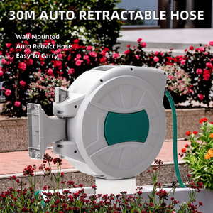Meilleur fabricant de tuyau d'arrosage rétractable automatique en plastique de 30 m (100 pieds) pour jardin, enrouleur mural pour tuyau agricole - Product Image 2