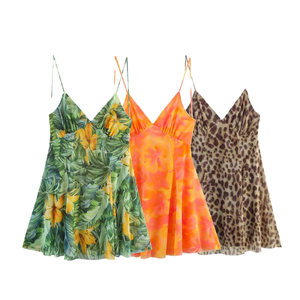 Robe mini décontractée d'été sans col à fines bretelles, taille naturelle, unie, 3 couleurs, pour femme - Product Image 4