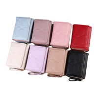 Dompet pendek wanita, dompet kartu penghalang RFID, dompet koin tahan air, dompet pendek kulit PU gaya Korea trendi