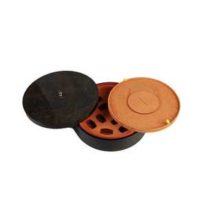 Caja de joyería de madera para el hogar redonda de doble capa DS, laca de alto brillo para almacenar sus piezas amadas - Product Image 1