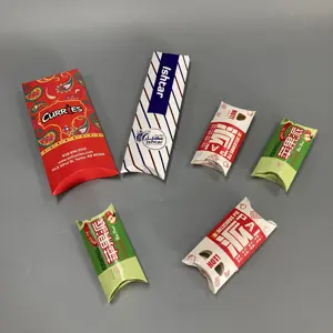Logo Kustom Makanan Cepat Pakai Kotak Gulung Ayam Burrito Bungkus Bantal Berbentuk Kotak Kertas Gulung Kotak Kemasan untuk Apple Pie